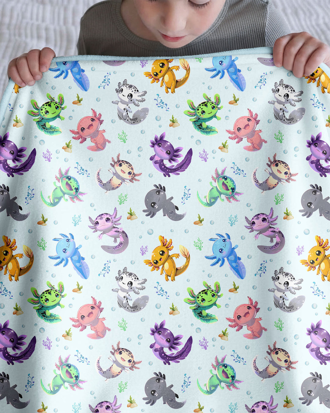 I Love You Axolotl Bamboo Blanket