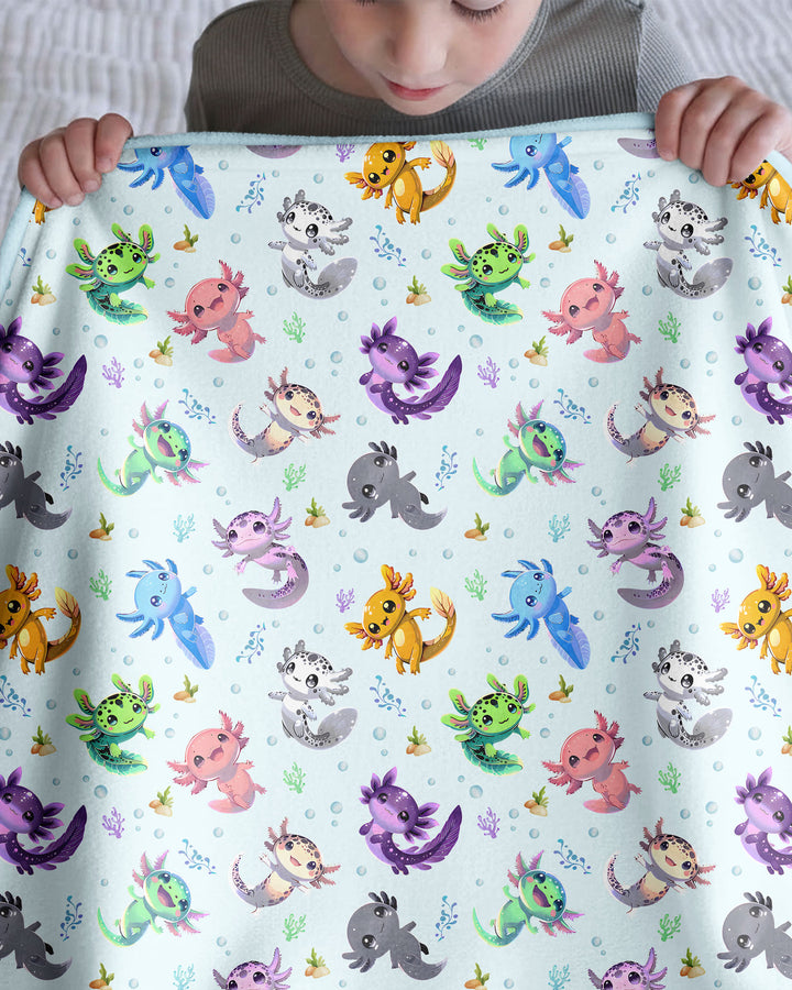 I Love You Axolotl Bamboo Blanket