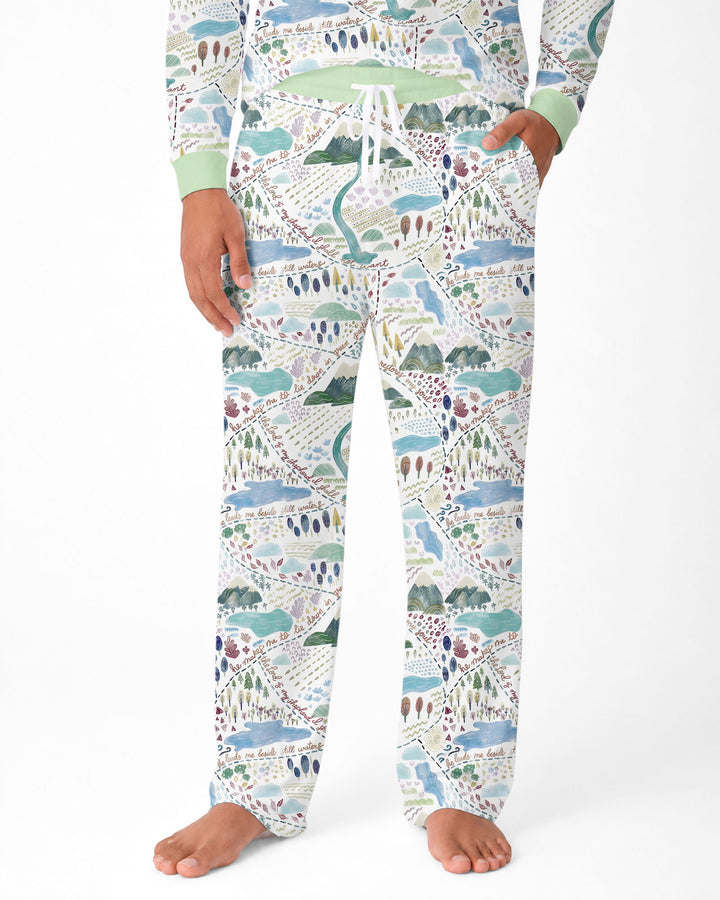 Whimsical Psalms 23 Map Bamboo Men's Pajama Set