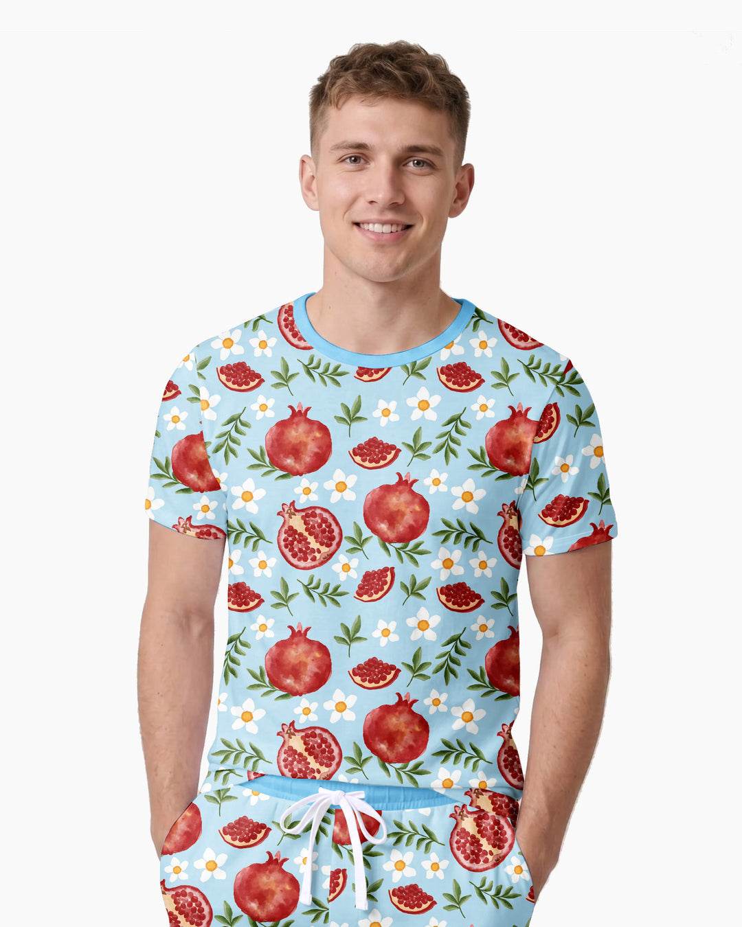 Pomegranate Garden Joy Family Matching Bamboo Men Short Sleeve Short Pajama Set