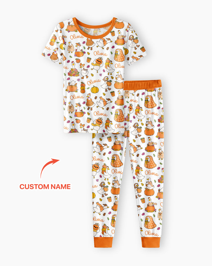 Fall Silly Goose Bamboo Two Piece Short Sleeve Pajama Set