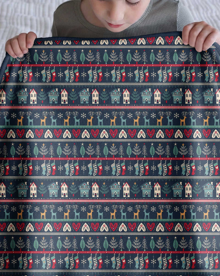 Vintage Nordic Christmas Bamboo Blanket