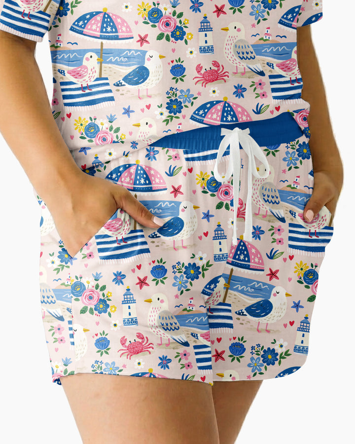 A Day At The Shore Bamboo Women Short Sleeve Short Pajama Set