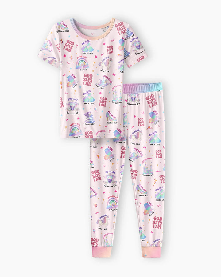 God Says I Am Girl Bamboo Two Piece Short Sleeve Pyjamas Set