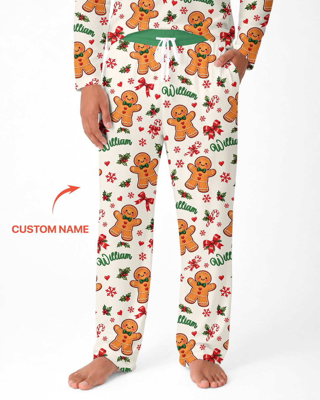 Custom Name Gingerbread Bamboo Men's Pajama Set