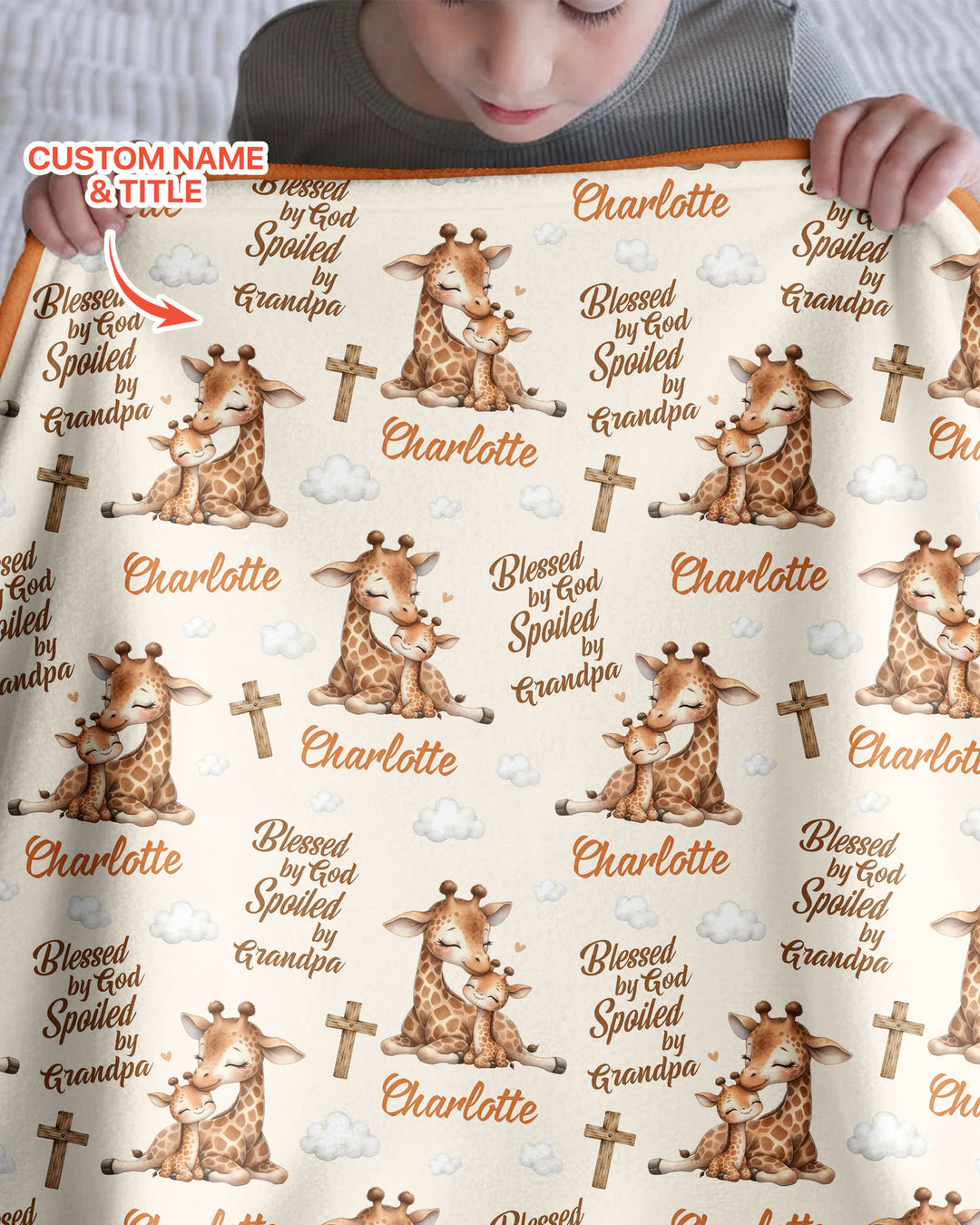 Custom Name Blessed By God Spoiled By Grandma Bamboo Blanket