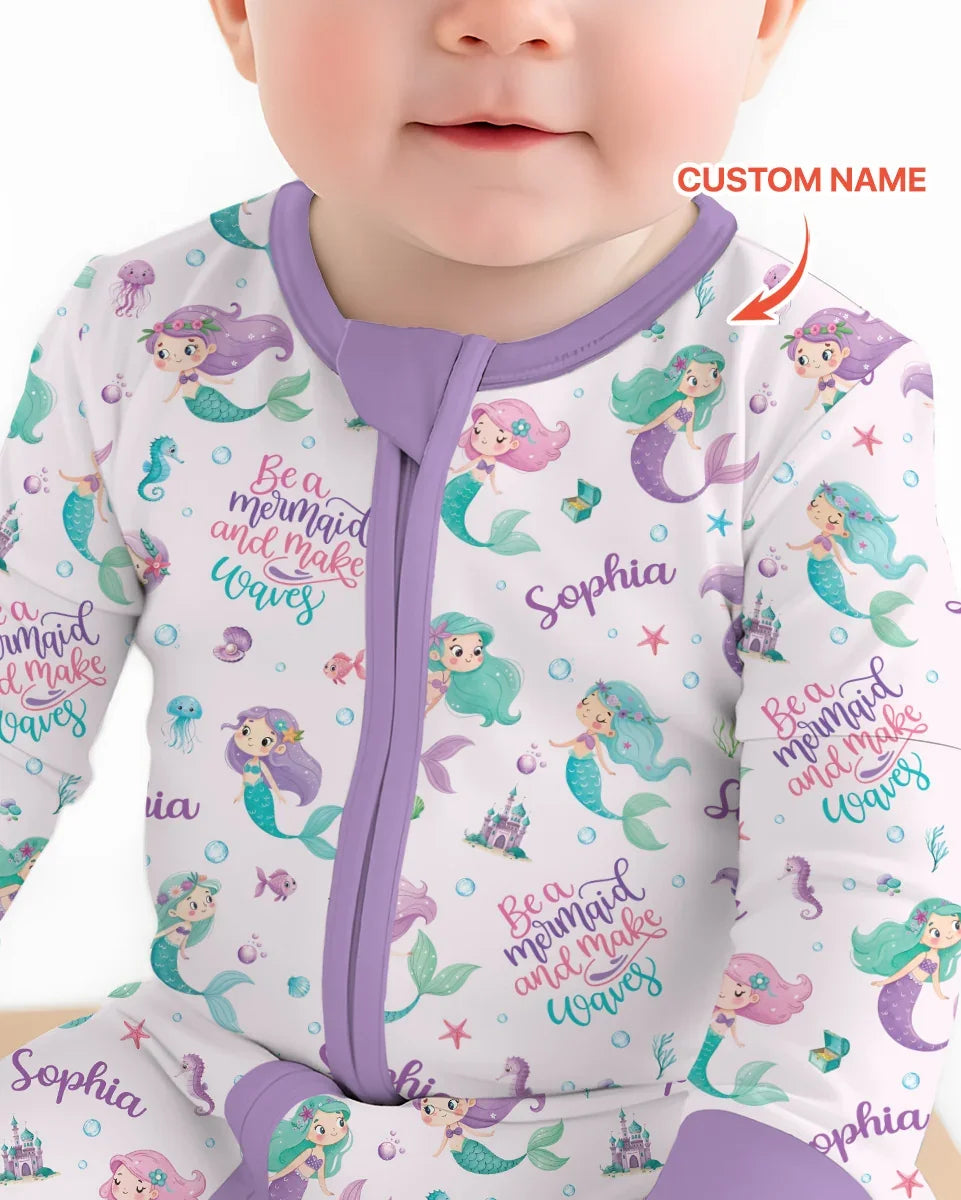 Custom Name Mermaid Make Waves Bamboo Convertible Zippy