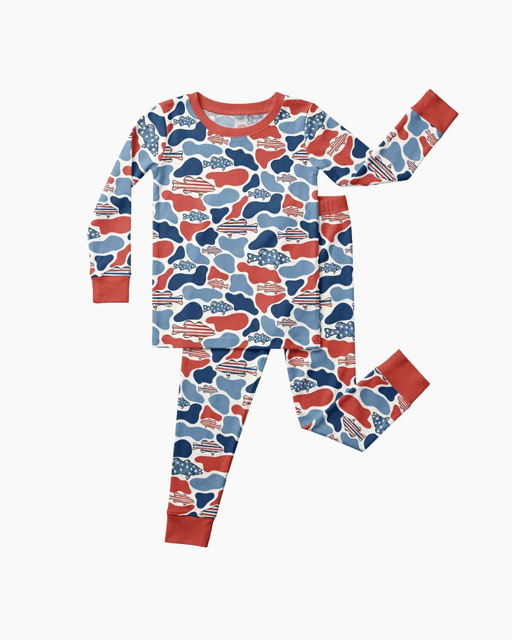 Reel America Daddy & Me Matching Bamboo Two Piece Long Sleeve Pajama Set