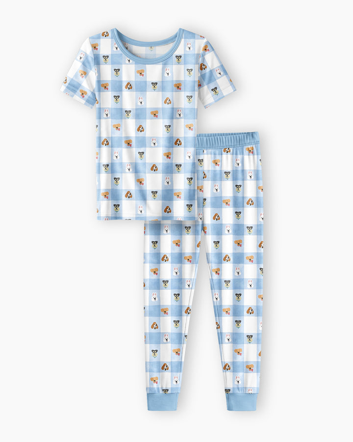 Plaid Pals Family Matching Bamboo Two Piece Short Sleeve Pajama Set