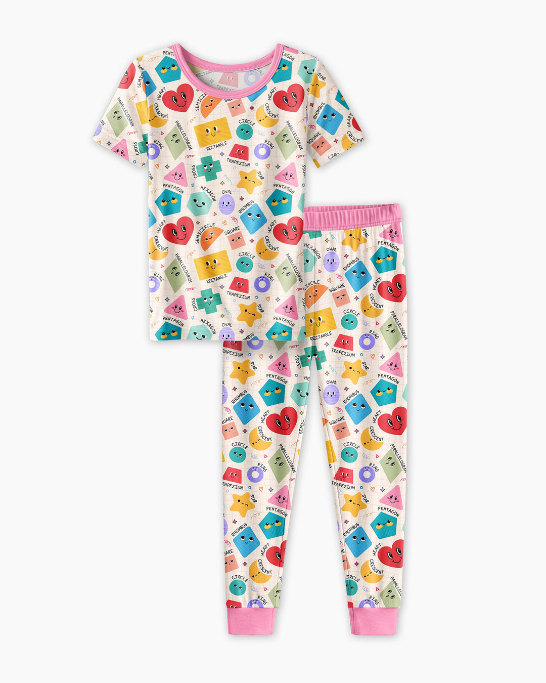 Happy Shape Squad Family Matching Bamboo Two Piece Short Sleeve Pajama Set