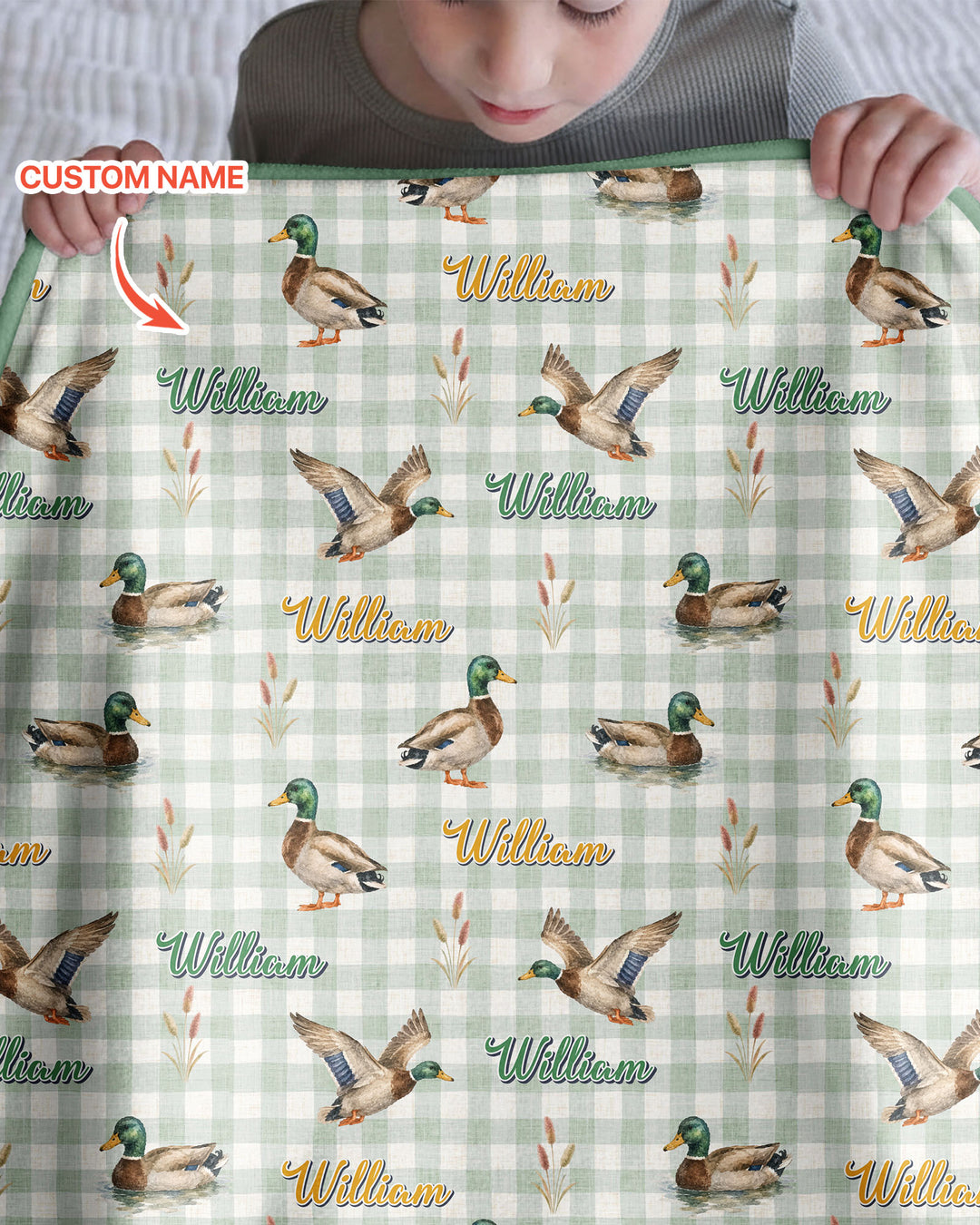 Mallard Duck Custom Name Bamboo Blanket