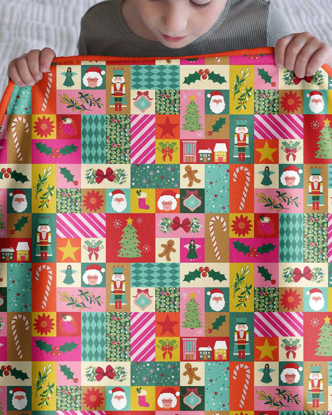 Maximalist Christmas Collage Bamboo Blanket