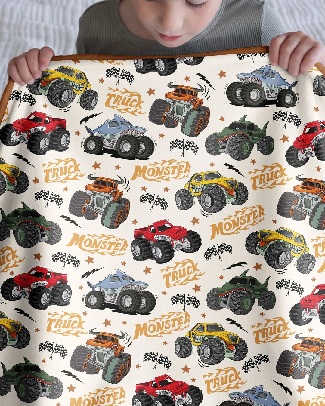 Vroom Vroom Monster Truck Bamboo Blanket