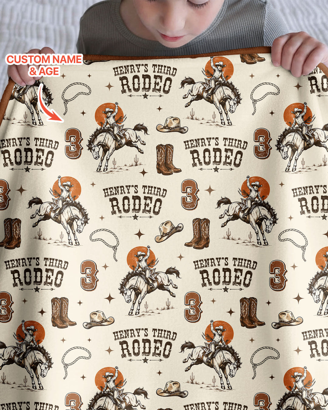 Custom Name Birthday Rodeo Bamboo Blanket