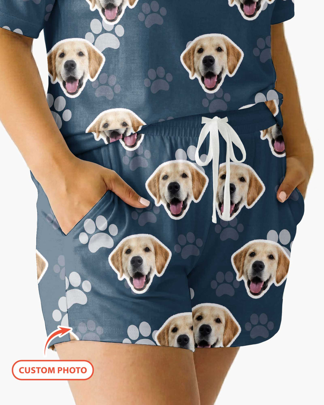 Personalized Dog & Cat Photo Bamboo Women Short Sleeve Short Pajama Set