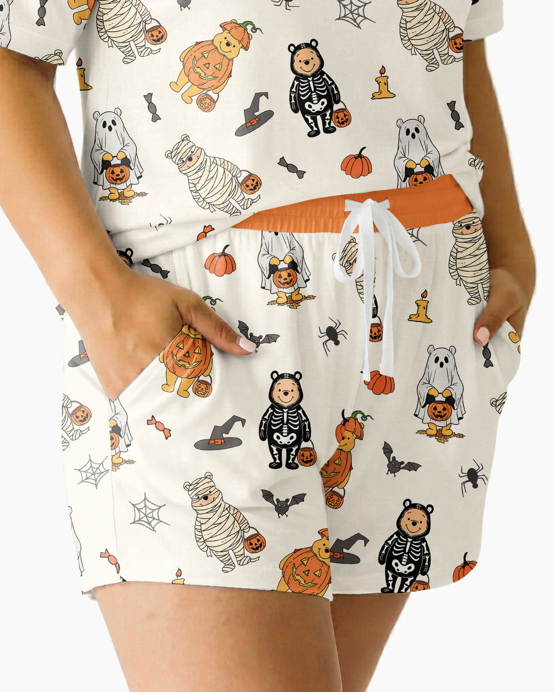 Retro Trick Or Treat Bamboo Women Short Sleeve Short Pajama Set