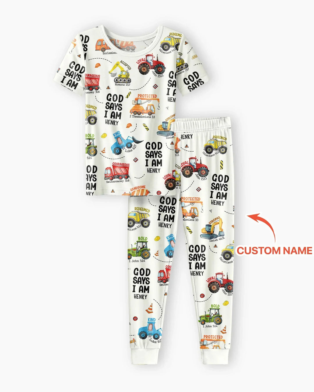 Custom Name God Says I Am Boy Bamboo Two Piece Short Sleeve Pyjamas Set
