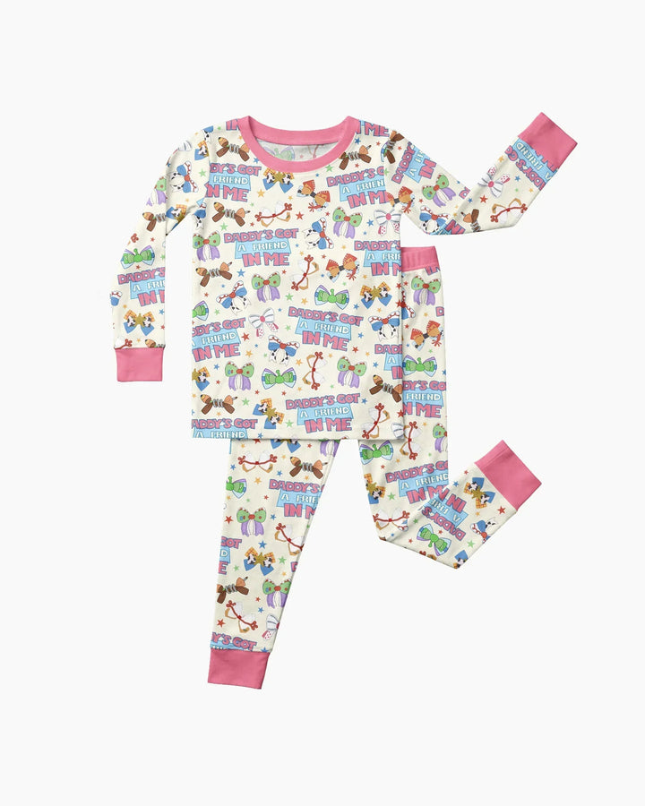 Daddy's Got A Friend In Me Bamboo Two Piece Long Sleeve Pajama Set