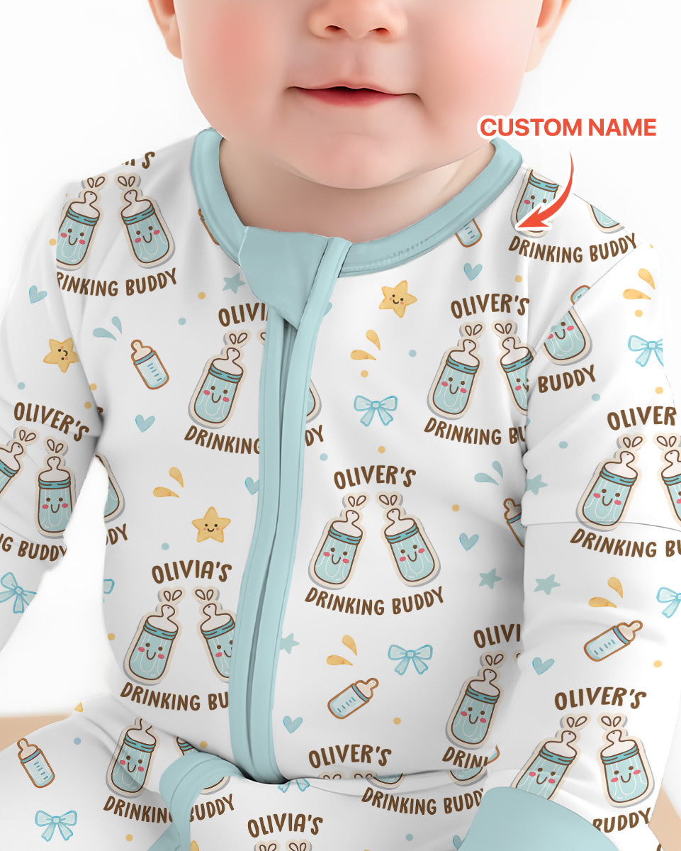 Custom Name Twin Drinking Buddies Bamboo Convertible Zippy