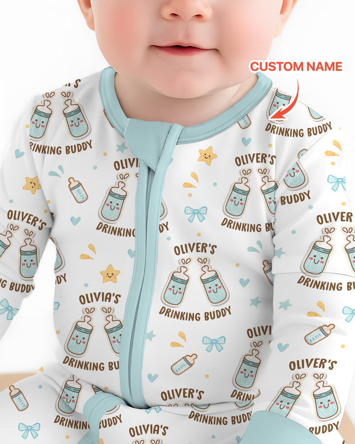 Custom Name Twin Drinking Buddies Bamboo Convertible Zippy