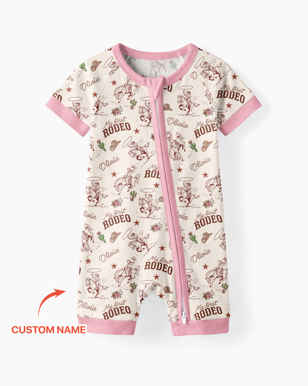 Custom Name First Rodeo Family Matching Bamboo Shorty Zippy