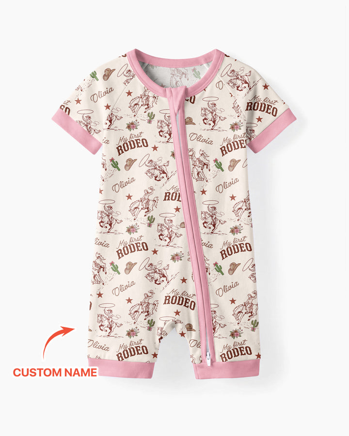 Custom Name First Rodeo Family Matching Bamboo Shorty Zippy