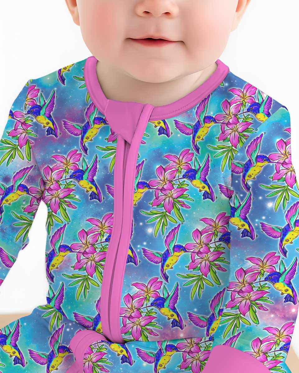 Floral Hummingbird Bamboo Convertible Zippy