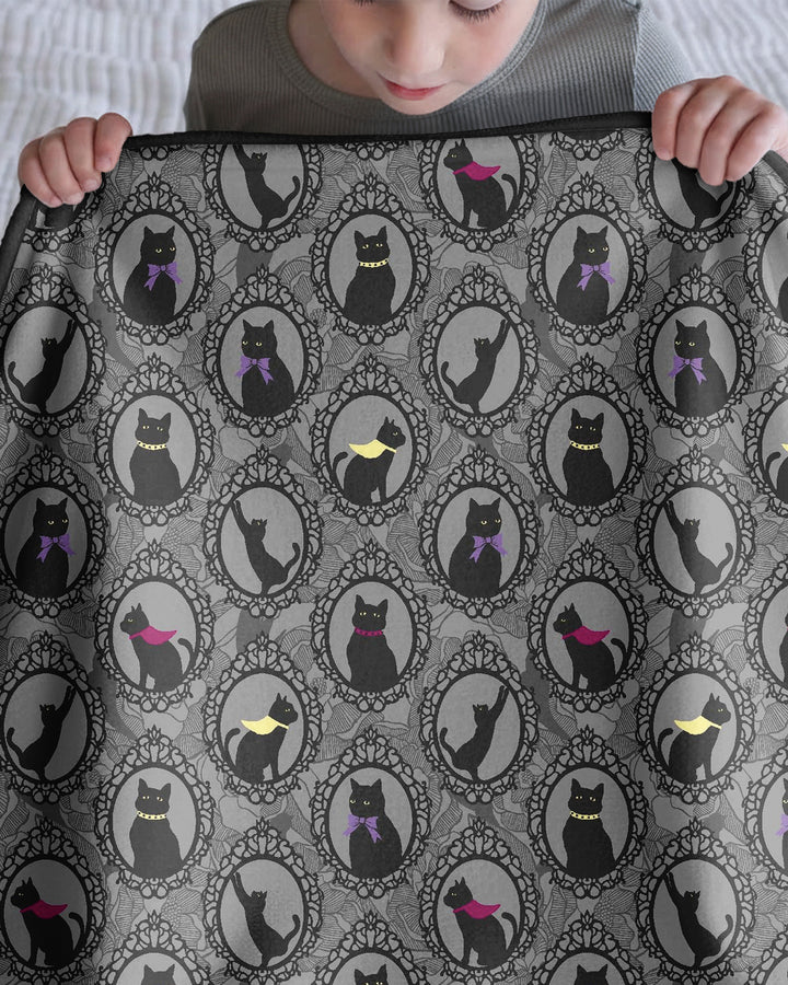 Midnight Cat Parade Bamboo Blanket