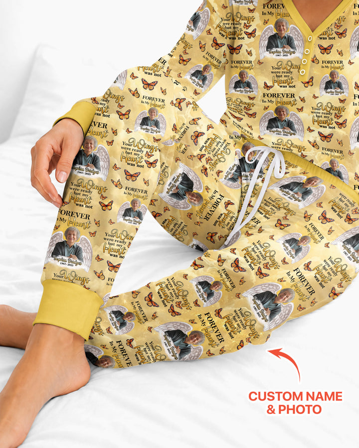 Custom Photo Forever In My Heart Family Matching Bamboo Women Pajama Set