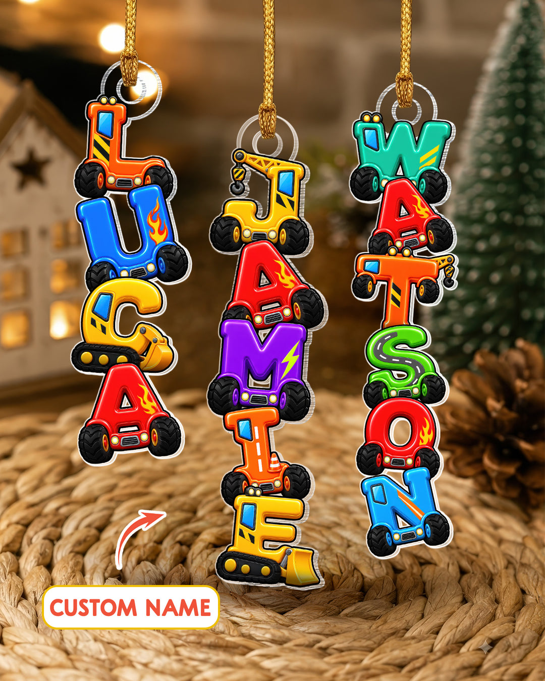 Letter Wooden Car Acrylic Ornament