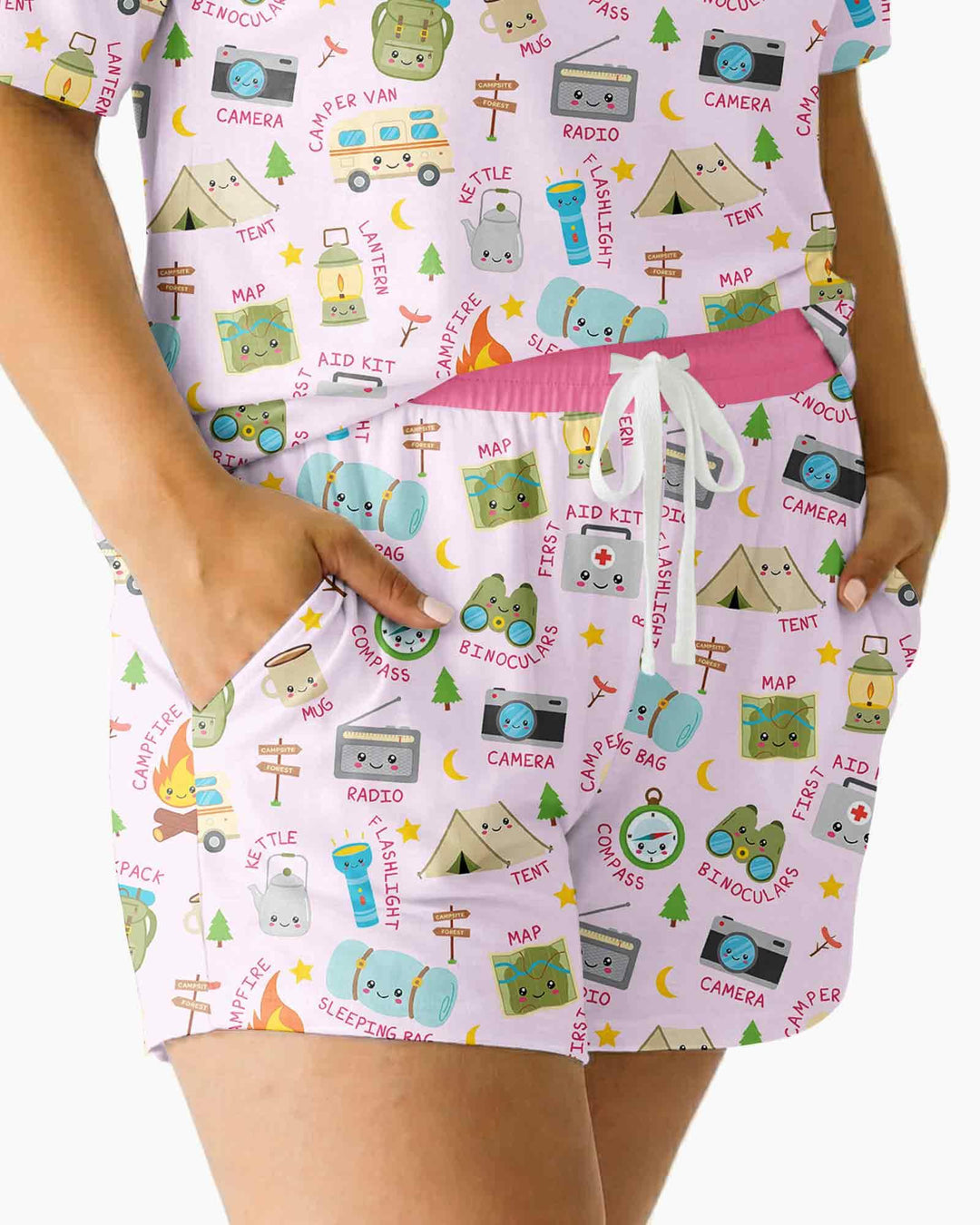 Little Camp Adventure Family Matching Bamboo Women Short Sleeve Short Pajama Set