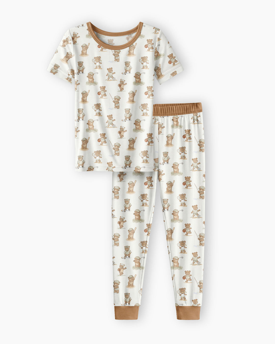 Little Sports Bears Bamboo Two Piece Short Sleeve Pajama Set