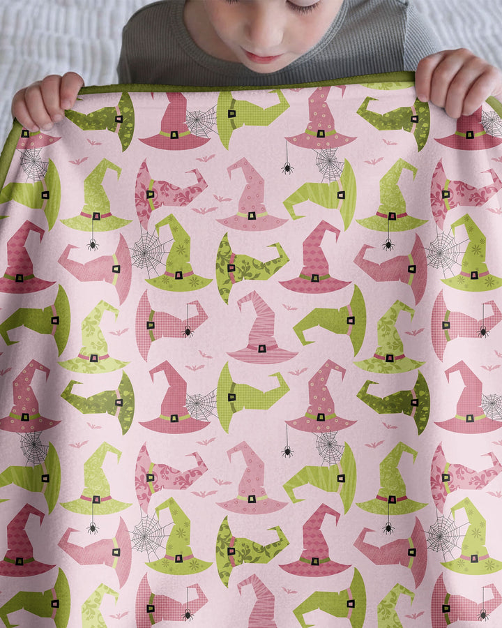 Pink Witch Hat Halloween Bamboo Blanket