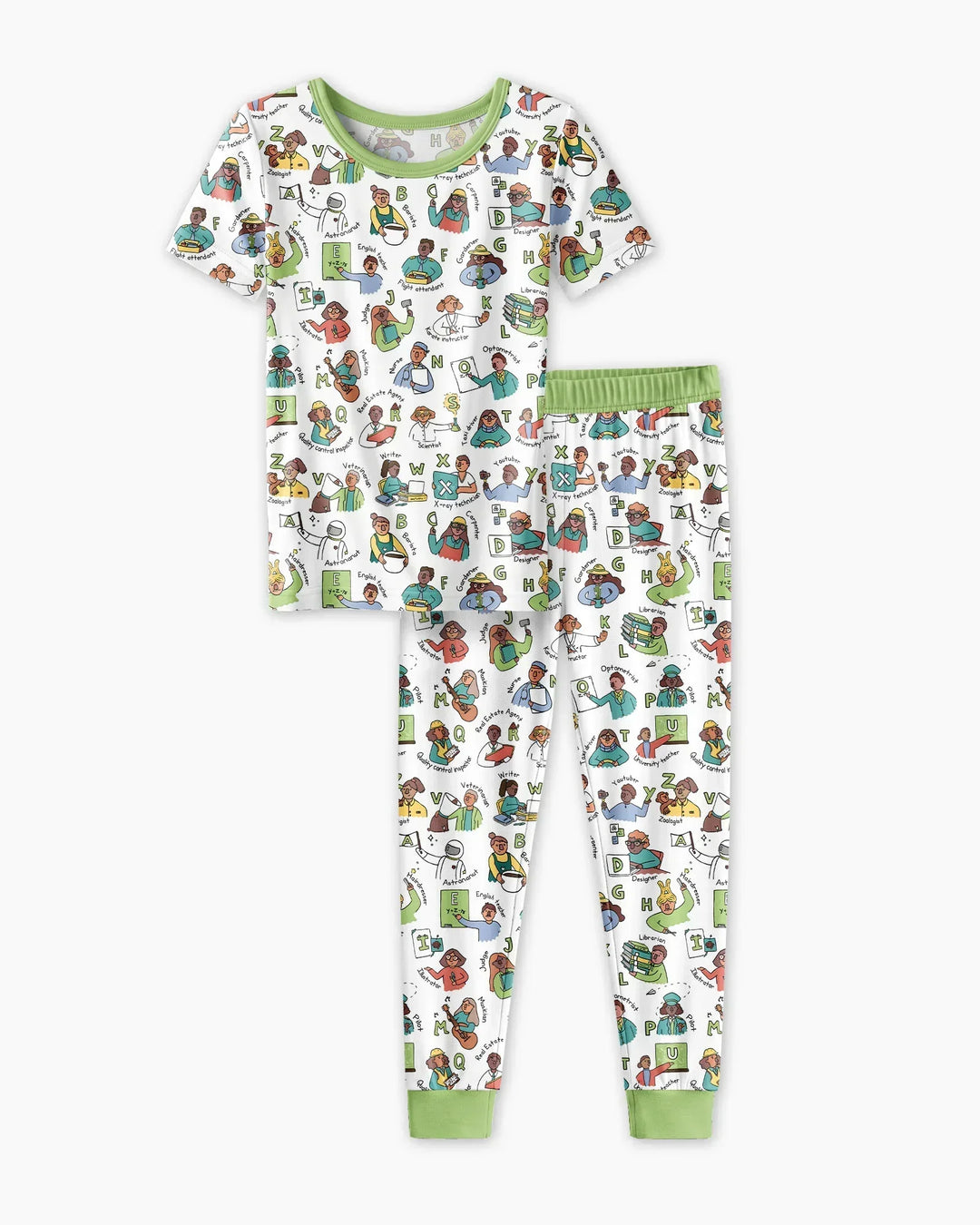 Jobs Alphabet Bamboo Two Piece Short Sleeve Pajama Set