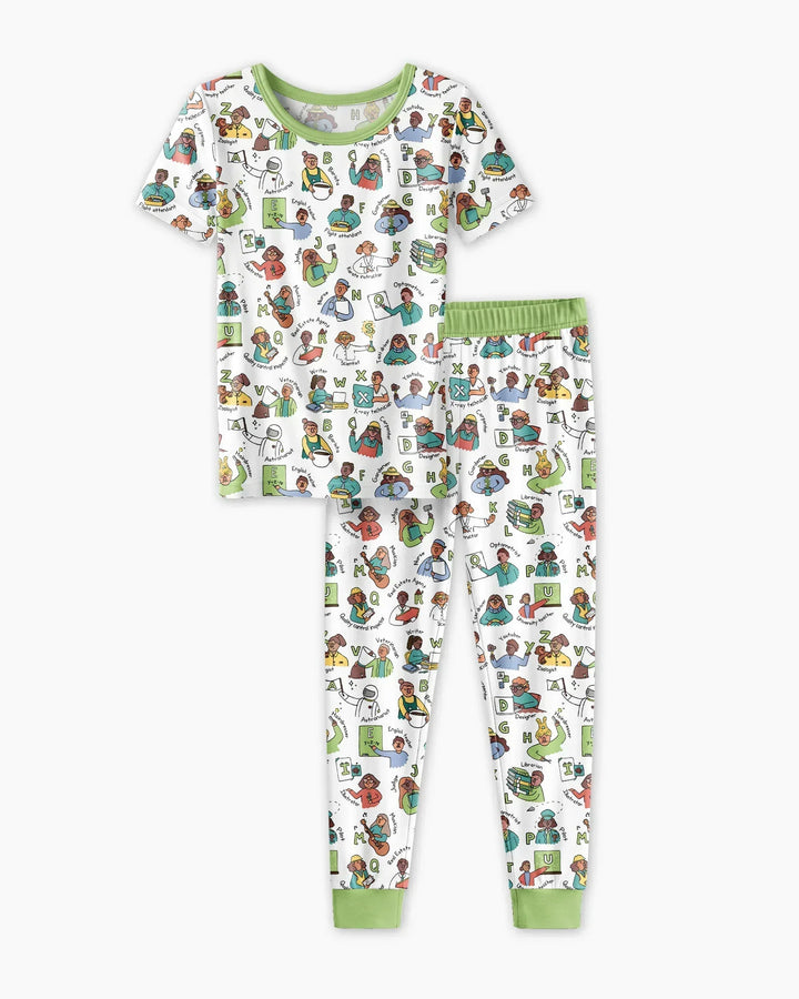 Jobs Alphabet Bamboo Two Piece Short Sleeve Pajama Set