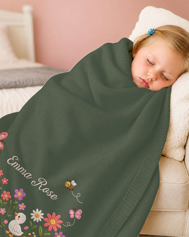 Lovely Floral Embroidered Baby Cotton Blanket