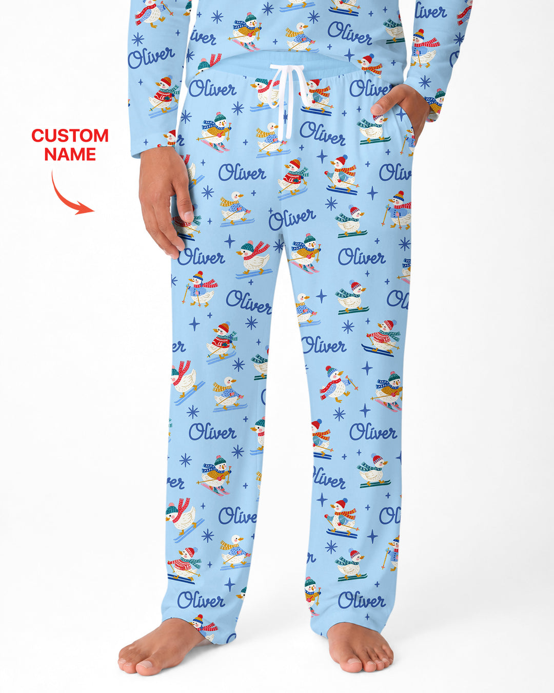 Custom Name Skiing Goose Bamboo Men's Pajama Set
