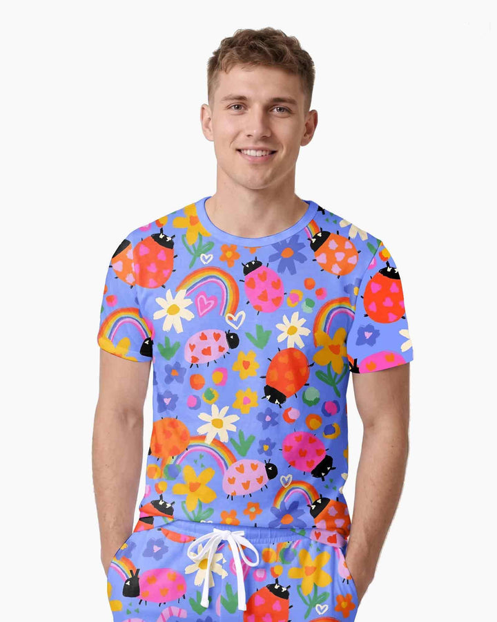 Lady Bugs Bamboo Men Short Sleeve Short Pajama Set