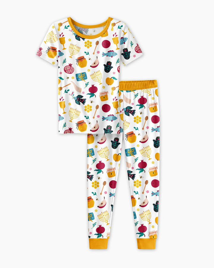 Shanah Tovah Party Bamboo Two Piece Short Sleeve Pajama Set