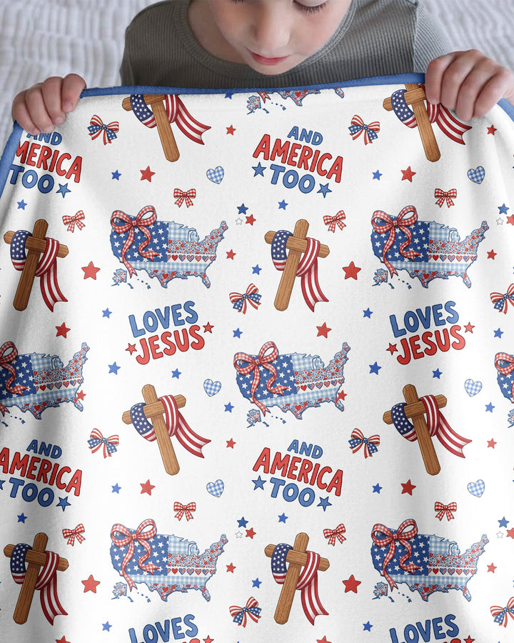 Loves Jesus And America Too Bamboo Blanket