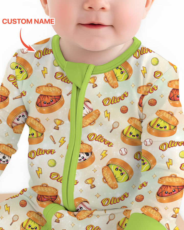 Custom Name Sports Dumpling Bamboo Convertible Zippy