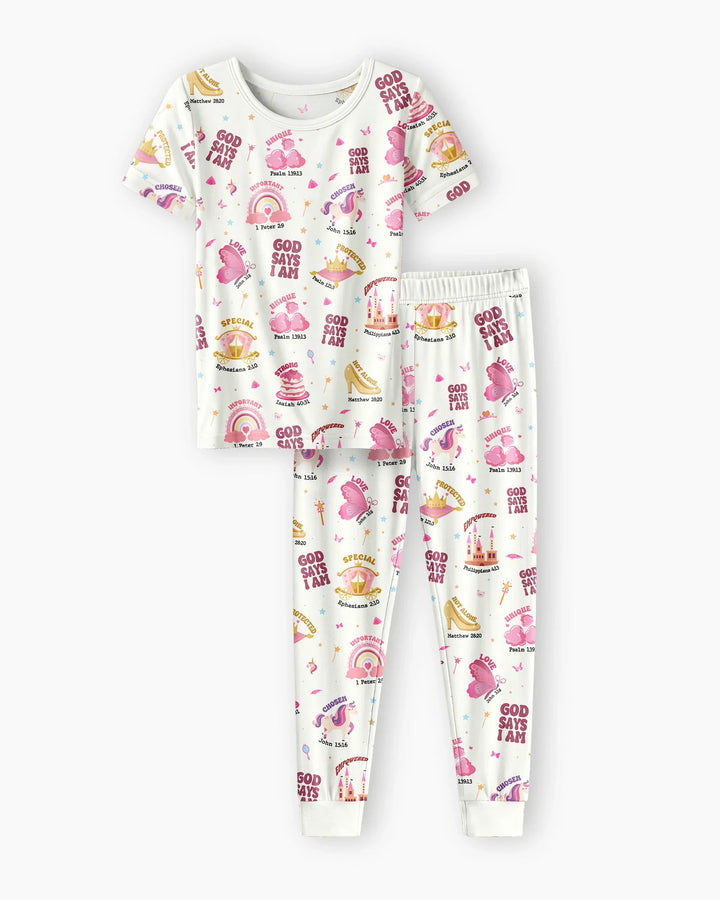 God Says I Am Girl Bamboo Two Piece Short Sleeve Pyjamas Set