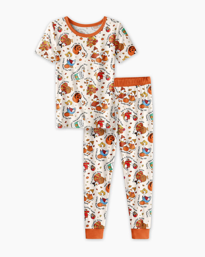 Just A Fall Goose Family Matching Bamboo Two Piece Short Sleeve Pajama Set
