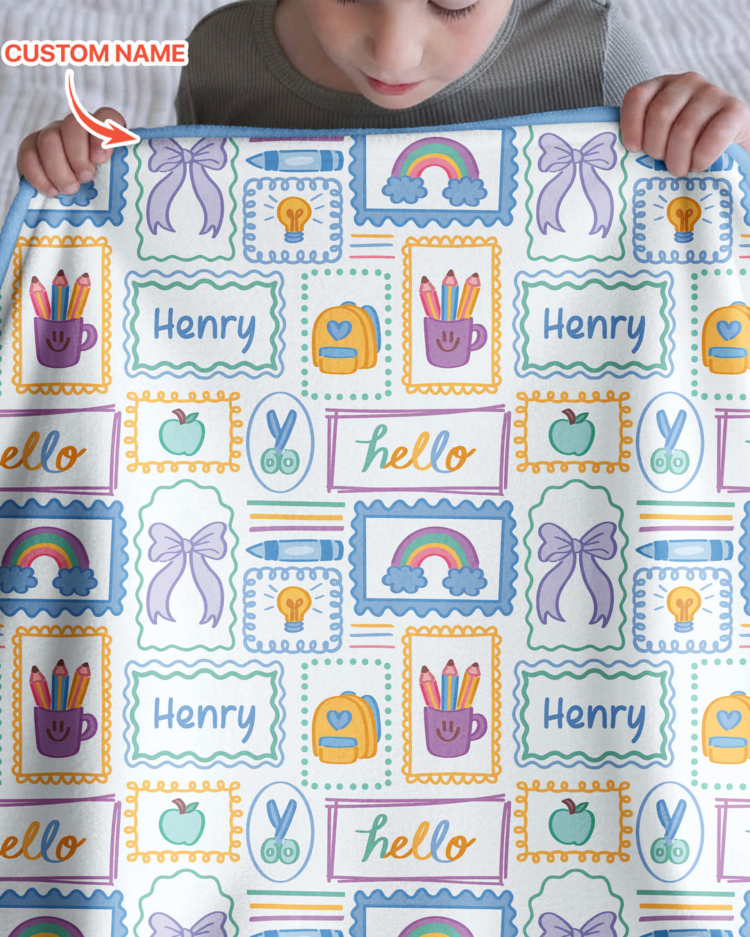 Custom Name Hello School Bamboo Blanket