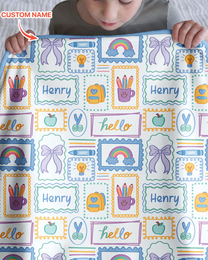 Custom Name Hello School Bamboo Blanket