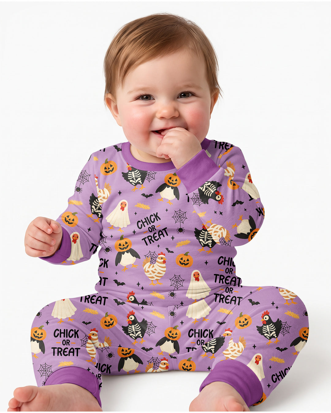 Halloween Chick Or Treat Bamboo Two Piece Long Sleeve Pajama Set