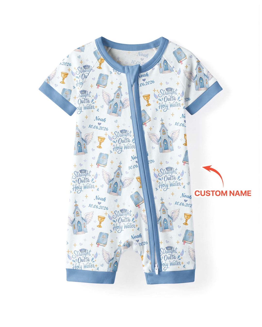 Custom Name Baptism Christening Straight Outta Holy Water Bamboo Shorty Zippy