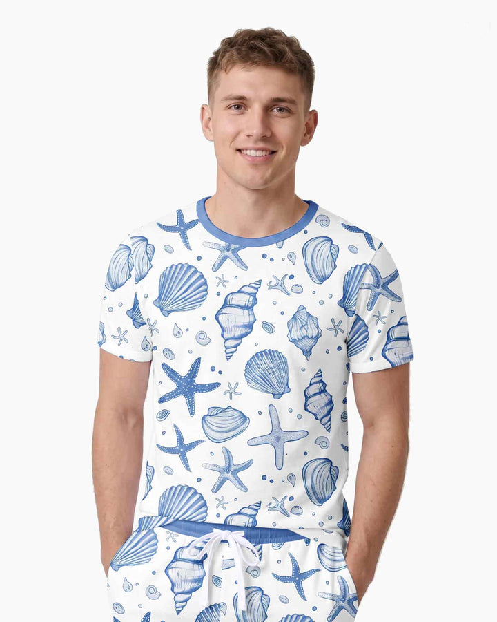 Coastal Charm Family Matching Bamboo Men Short Sleeve Short Pajama Set
