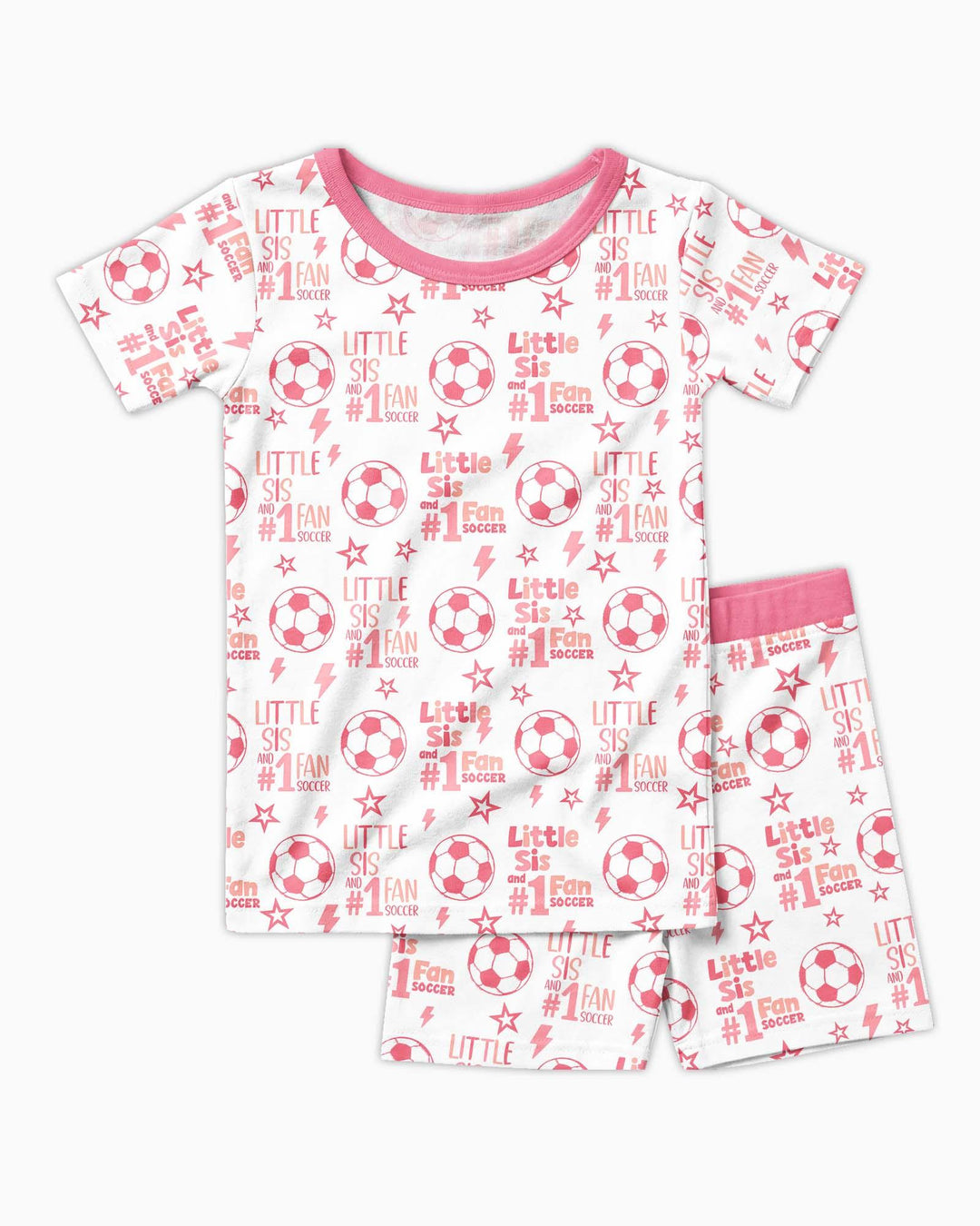Little Sister and Bro #1 Fan Soccer Bamboo Two Piece Short Sleeve Shorts Pajama Set