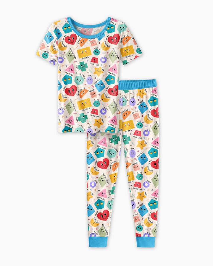 Happy Shape Squad Family Matching Bamboo Two Piece Short Sleeve Pajama Set